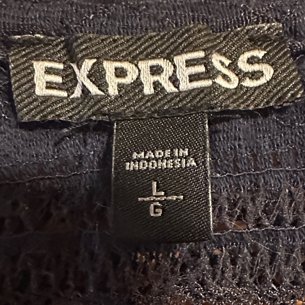 Express Midnight Blue Textured Long Sleeve Top - Picture 2 of 3